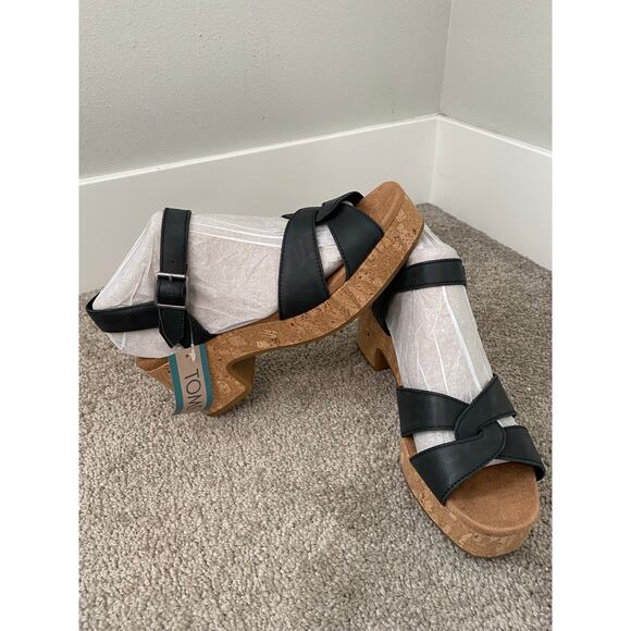 New Toms Isla Leather Platform Sandals Size 8.5 - Picture 3 of 6